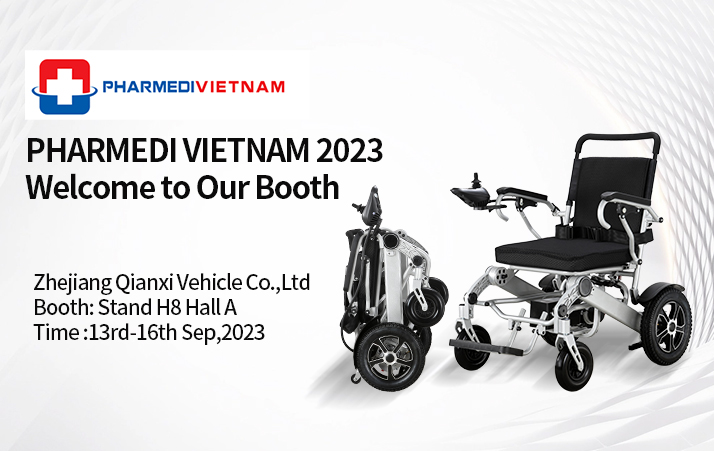 Zhejiang Qianxi Vehicle Co., Ltd Showcasing Electric Wheelchairs and Transfer Chairs at PHARMEDI Exhibition in Vietnam 2023