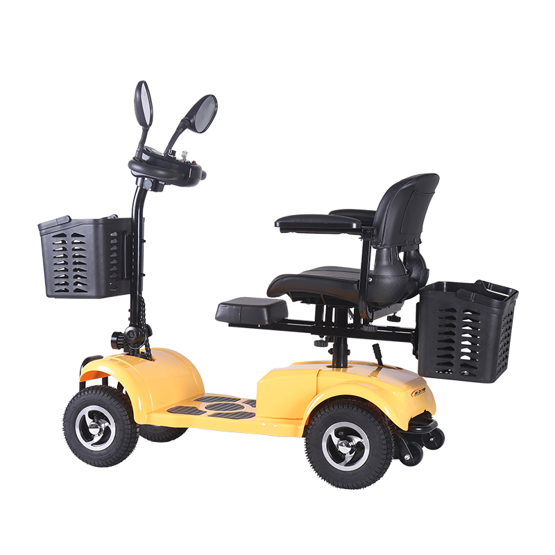 DDF106 4 wheel folding yellow electric mobility scooter for adults