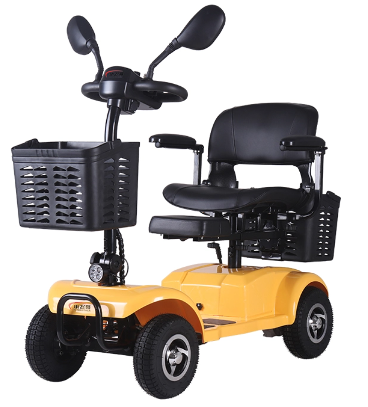 DDF106 4 wheel folding yellow electric mobility scooter for adults.png